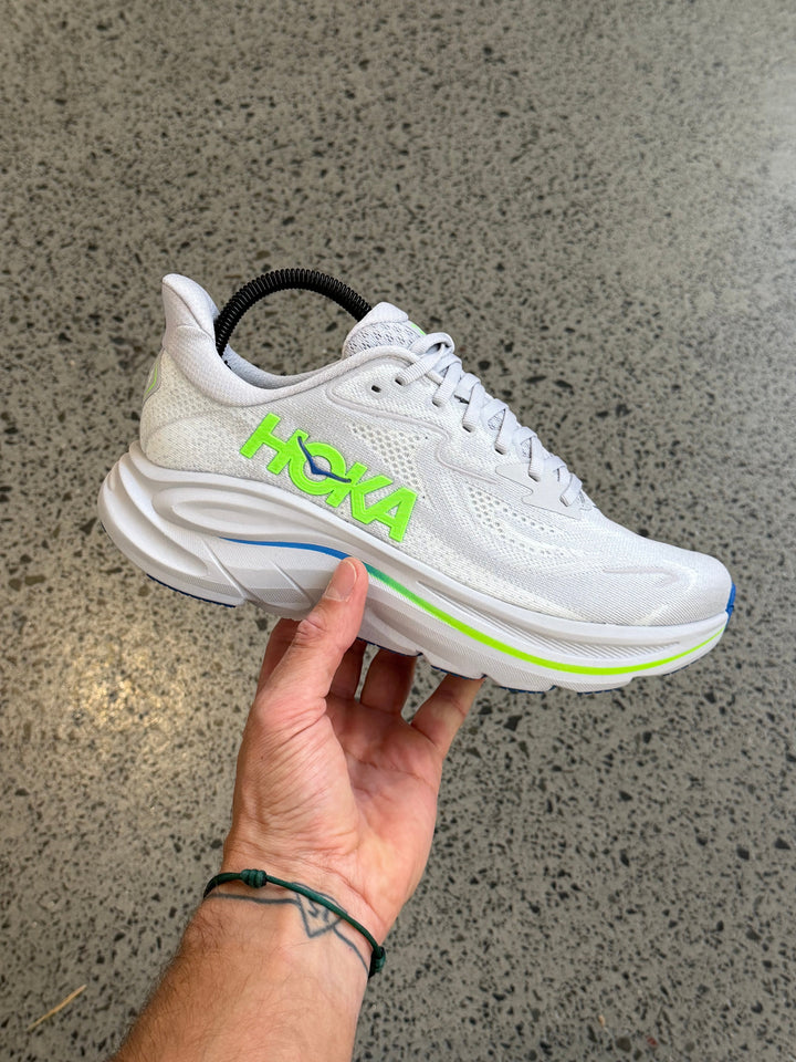 HOKA Clifton 10 Ash Grey Neon Green Homme