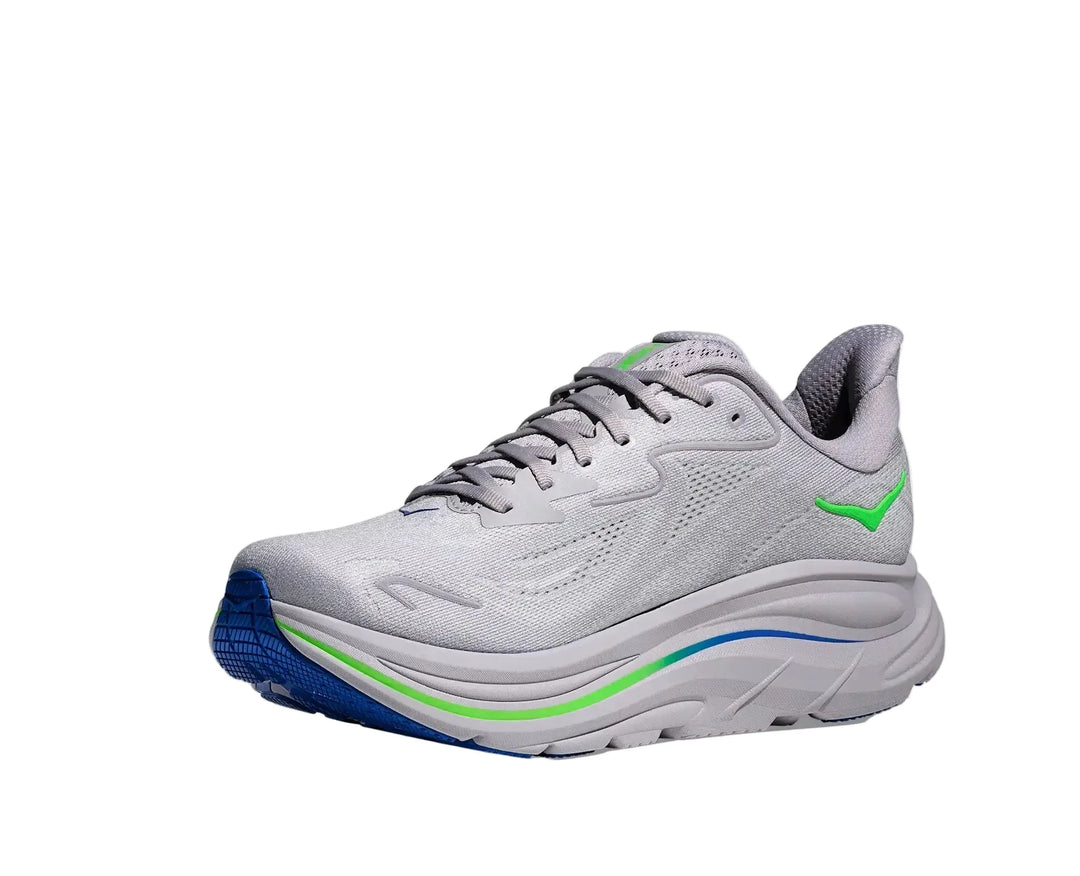 HOKA Clifton 10 Ash Grey Neon Green Homme