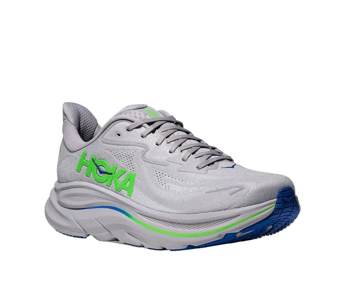 HOKA Clifton 10 Ash Grey Neon Green Homme