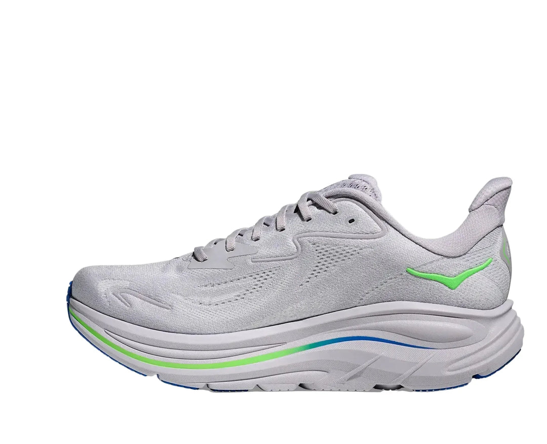 HOKA Clifton 10 Ash Grey Neon Green Homme