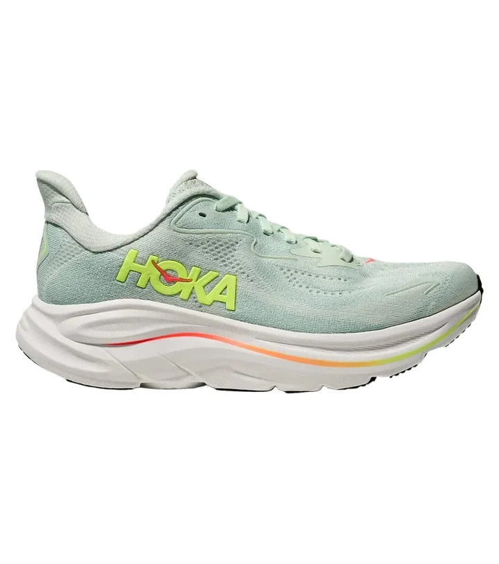 HOKA Clifton 10 Sea Glass Neon Flame Femme