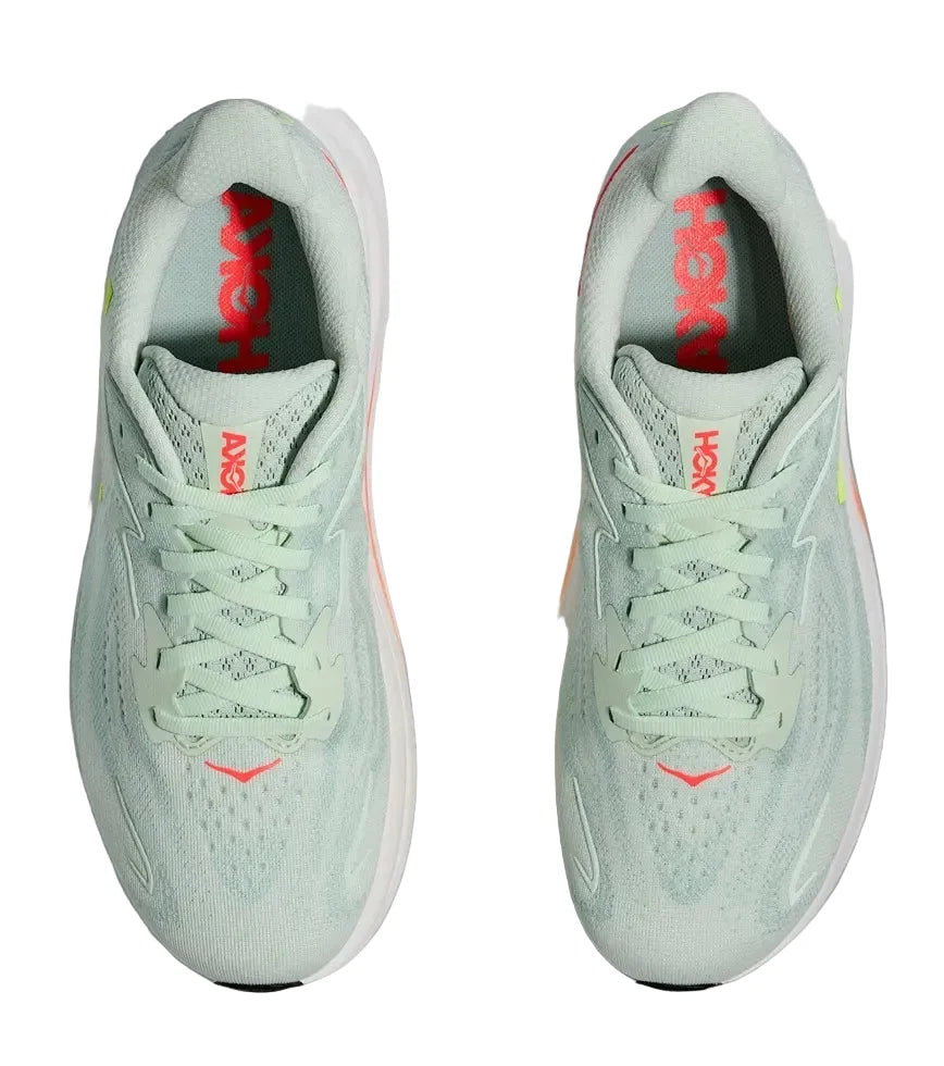 HOKA Clifton 10 Sea Glass Neon Flame Femme