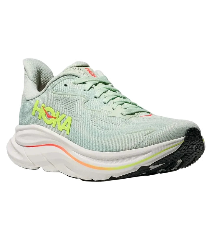 HOKA Clifton 10 Sea Glass Neon Flame Femme