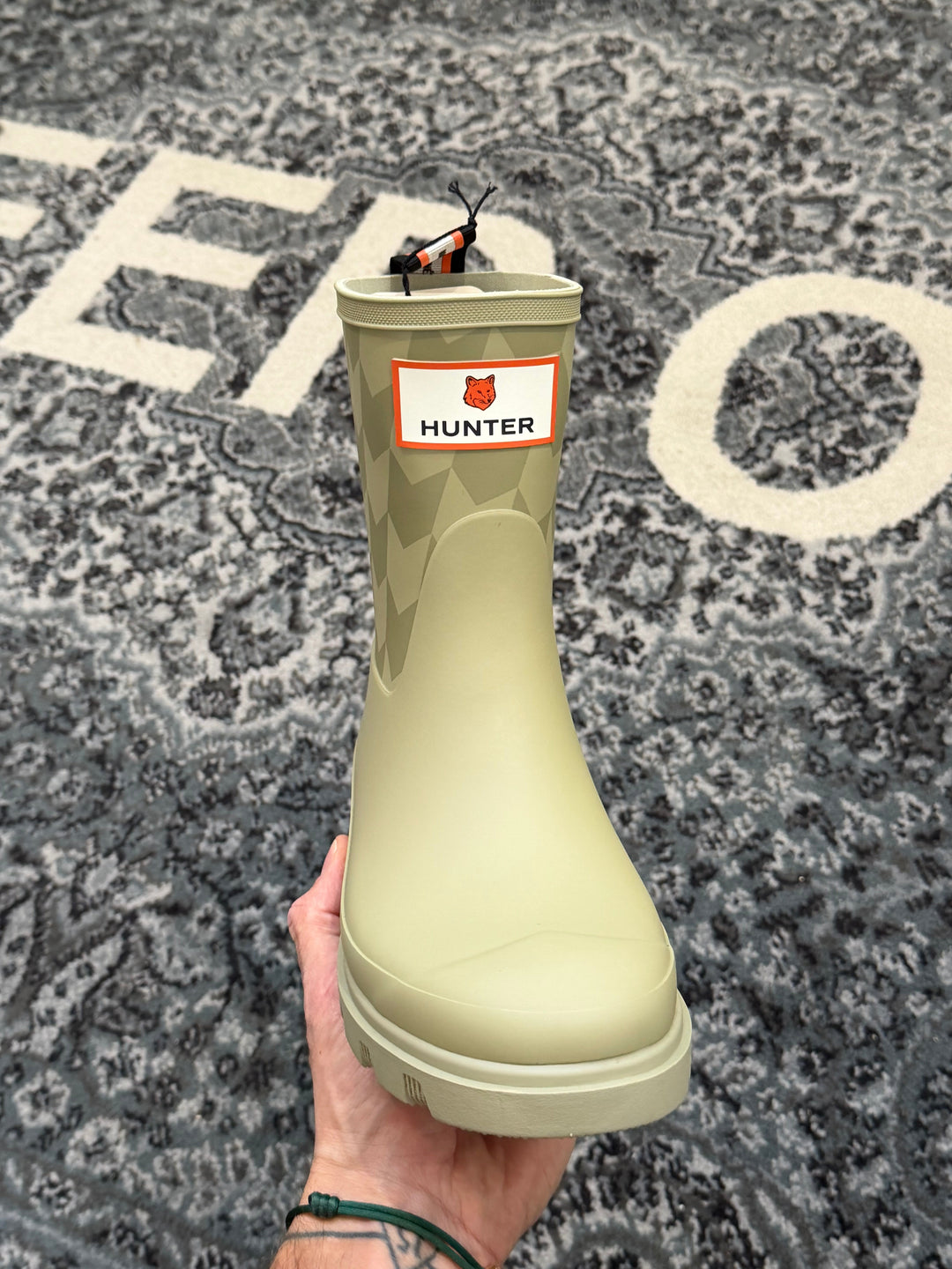Hunter x Maison Kitsuné Chevron Downpour Boot Ash Tree Silver Sage Unisexe