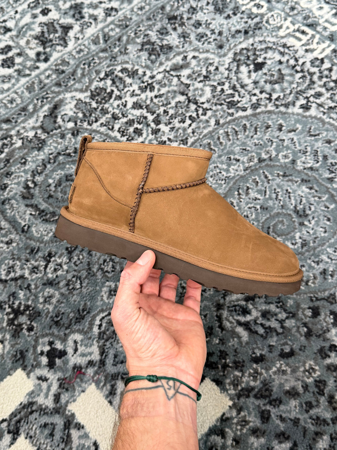 UGG Classic Ultra Mini Boot Nubuck Dark Chestnut Femme