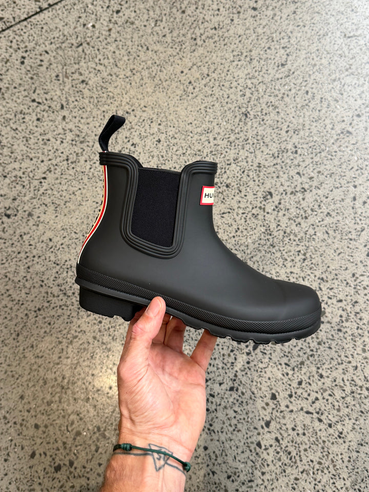 Hunter Originals Chelsea Tri Colour Logo Boot Black Femme