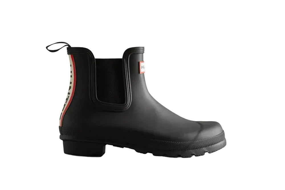 Hunter Originals Chelsea Tri Colour Logo Boot Black Femme