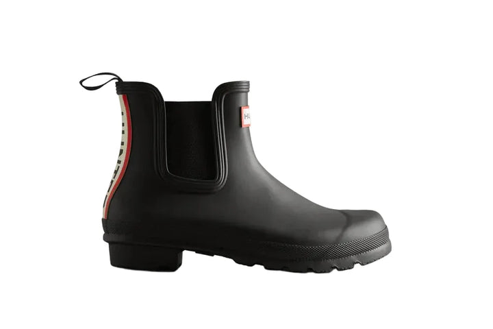 Hunter Originals Chelsea Tri Colour Logo Boot Black Femme
