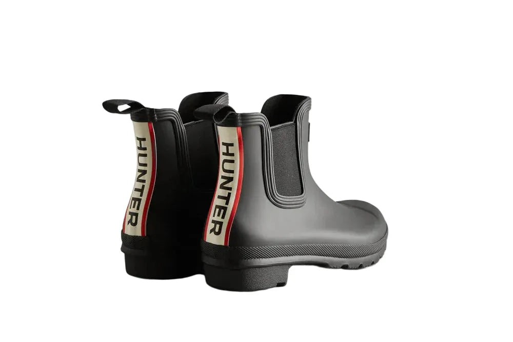 Hunter Originals Chelsea Tri Colour Logo Boot Black Femme