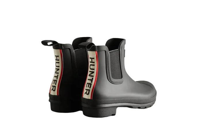 Hunter Originals Chelsea Tri Colour Logo Boot Black Femme