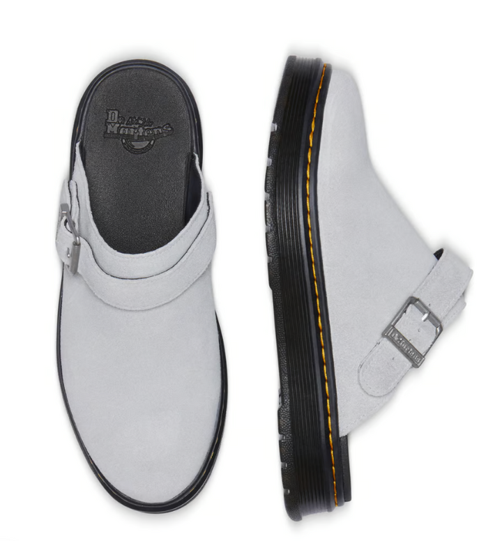 Dr. Martens Brookline Mule Mist Grey Bronx Suede