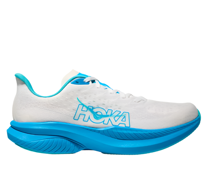 Hoka Mach 6 White Skyward Blue Homme