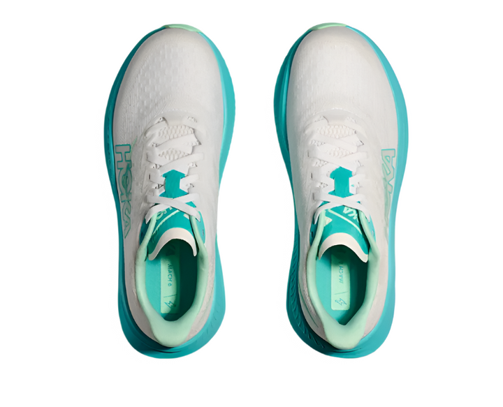 Hoka Mach 6 White Cielo Blue Femme