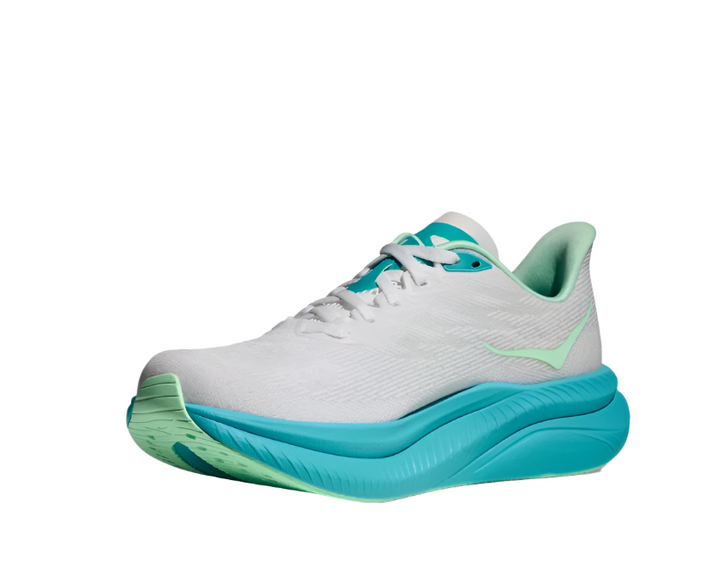 Hoka Mach 6 White Cielo Blue Femme