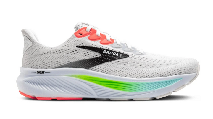 Brooks Ghost 17 White Pink Clay Gecko Homme