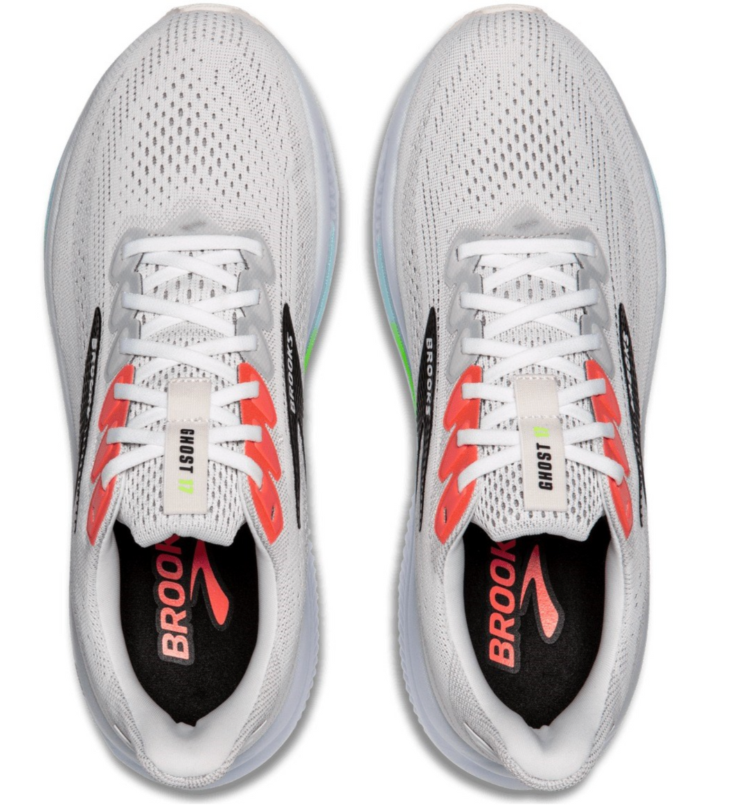 Brooks Ghost 17 White Pink Clay Gecko Homme