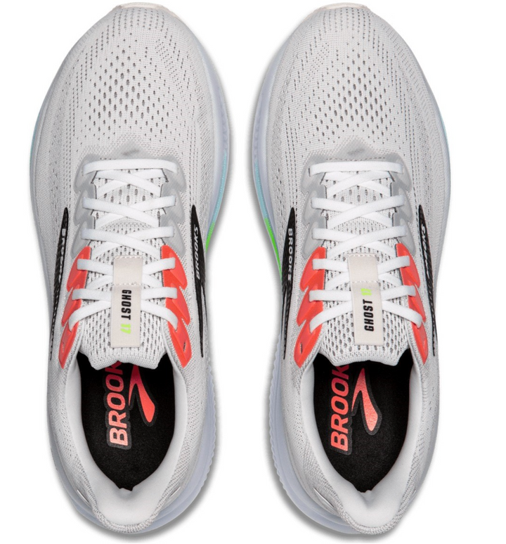 Brooks Ghost 17 White Pink Clay Gecko Homme