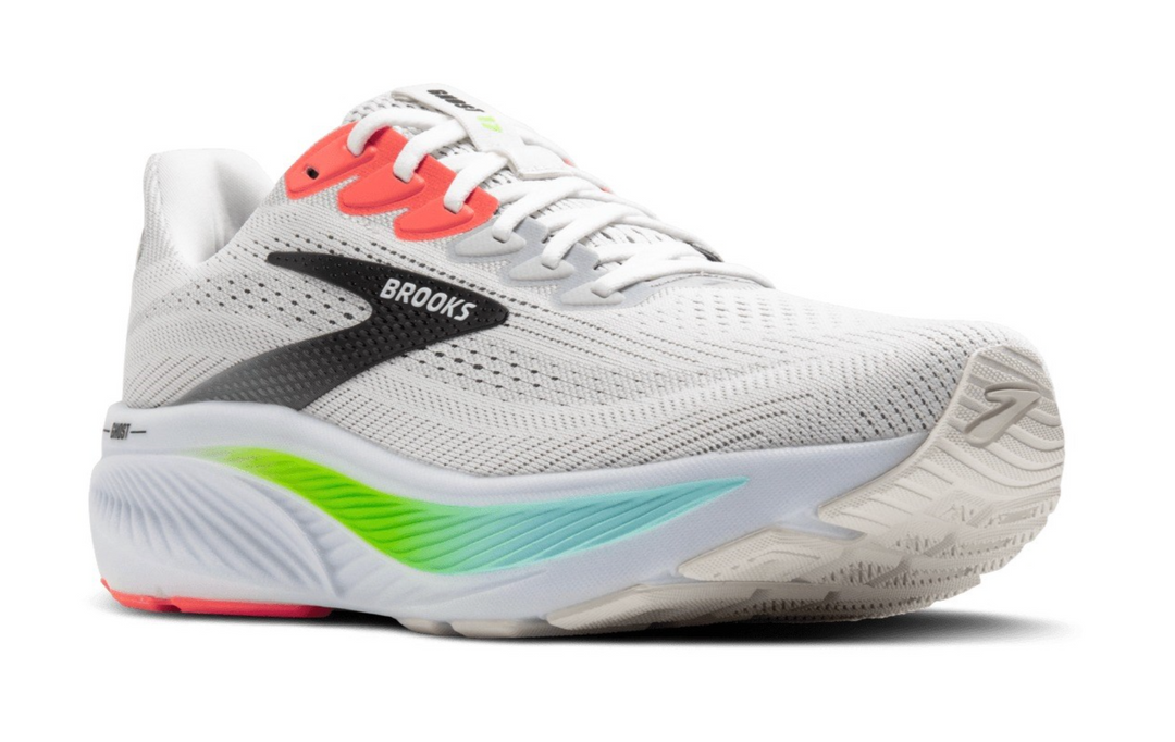 Brooks Ghost 17 White Pink Clay Gecko Homme