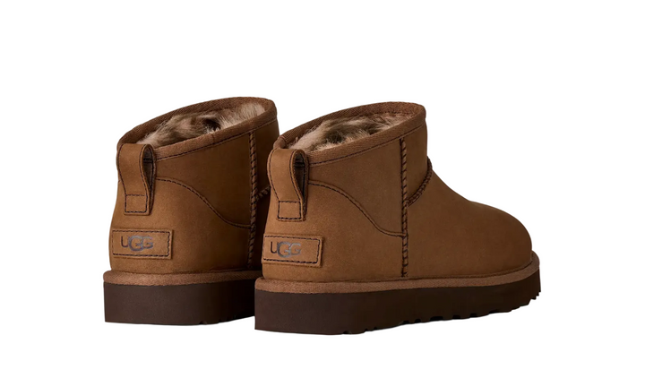 UGG Classic Ultra Mini Boot Nubuck Dark Chestnut Femme