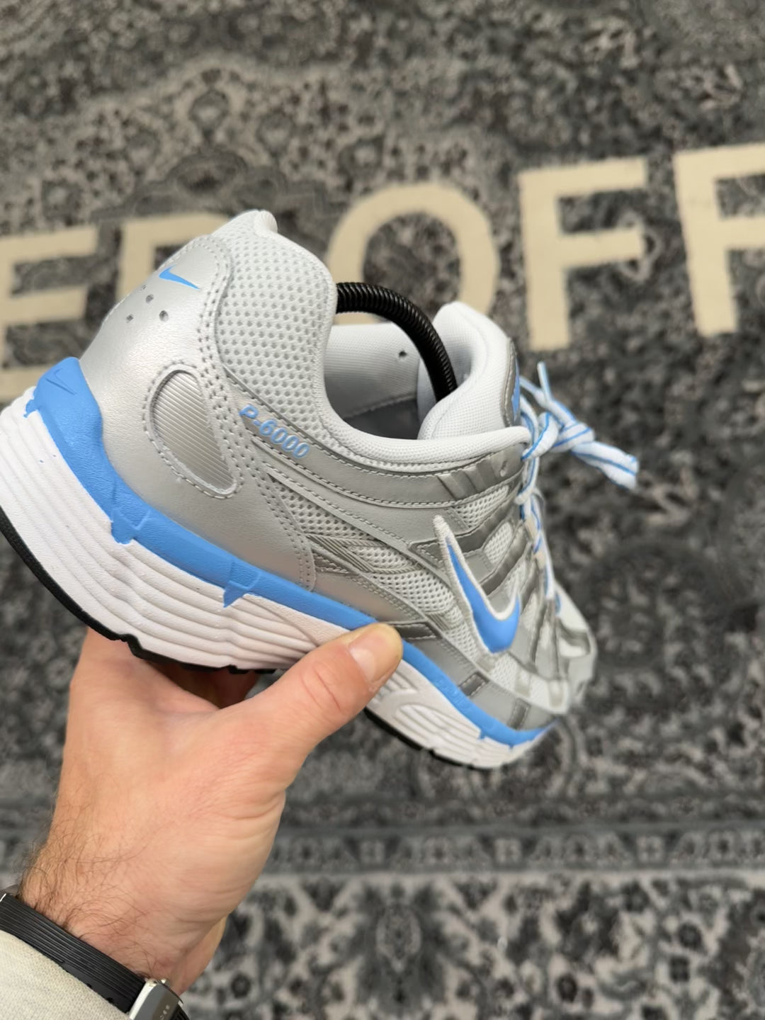 Nike P-6000 Pure Platinum Metallic Silver University Blue Homme